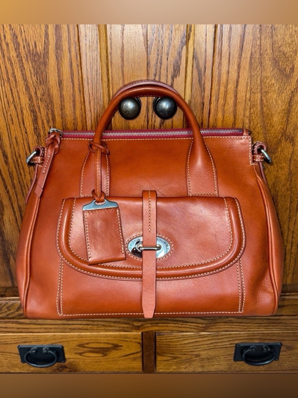 Dooney & Bourke Florentine Toscana Front Pocket Satchel in ginger with strap - Picture 12 of 12